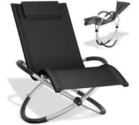 Bain de soleil - TECTAKE - Transat de jardin PAULINA ergonomique pliable avec fonction balancelle appuie-tête amovible - Noir