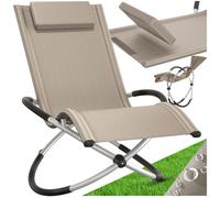 Bain de soleil - TECTAKE - Transat de jardin PAULINA ergonomique pliable avec fonction balancelle appuie-tête amovible - Beige