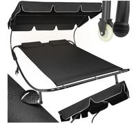 Bain de soleil - TECTAKE - Transat double en acier LIVORNO pour 2 personnes pare-soleil réglable 185 x 195 x 142-175 cm - Noir/Noir