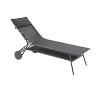 Bain De Soleil - Transat Piscine et Jardin - Chaise Longue Haut - Miami Ii - Batyline® Duo - Gris Obsidian - Lafuma Mobilier