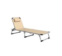 Bain de soleil transat pliable grand confort dossier réglable multi-position tétière alu. textilène beige