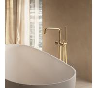 Bain douche mitigeur monocolonne sur pied sans mecanisme Or Brossé - CRISTINA ONDYNA FA18996P