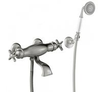 Bain-douche thermostatique Douchette à main anticalcaire avec support orientable. Flexible double agrafage - TRES 24217409AC