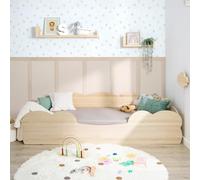 Bainba - Lit Montessori Nuage en Bois Massif 90x190 cm - Lit Bas pour Enfant dès 18 Mois