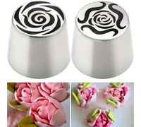 Baipesiy Lot de 2 douilles russes extra larges en acier inoxydable pour décoration de gâteaux, glaçage, bouquet de fleurs crème, biscuits, desserts (XXL, B)