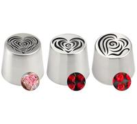 Baipesiy Lot de 3 douilles russes extra larges en acier inoxydable pour décoration de gâteaux, glaçage, bouquet de fleurs crème, biscuits, desserts (XXL, D)