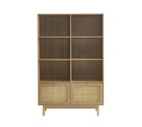 BAÏTA Bibliothèque Helena Effet chêne et cannage rotin 100cm
