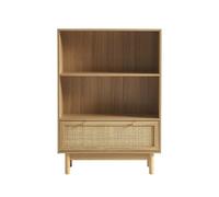 BAÏTA Bibliothèque Helena Effet chêne et cannage rotin 80cm