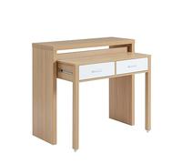 BAÏTA - Bureau Extensible Studio Blanc et Effet chêne 98.5cm