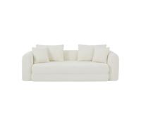 BAÏTA Canapé Droit compressé Convertible MORPHEO 3 Places Tissu Bouclette (Beige)
