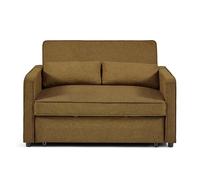 BAÏTA Canapé Droit Convertible NEVA 2 Places Tissu (Marron)