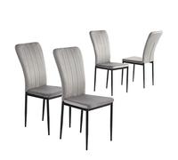 BAÏTA - Chaises Poppy Velours Gris Clair Lot de 4