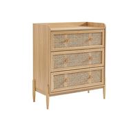 BAÏTA Commode Enfant Pablo Effet chêne et cannage rotin