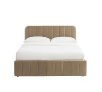 BAÏTA Lit Coffre SIMI Velours Marron 140 * 190 sommier Inclus