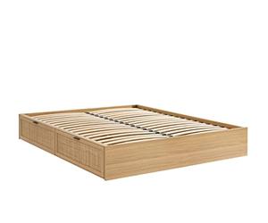 BAÏTA Lit Double à tiroirs Amana cannage rotin 160x200 sommier Inclus
