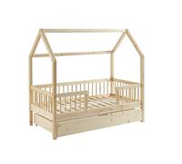 BAÏTA - Lit enfent cabane Tiny pin Massif 70x140 sommier + tiroir Inclus