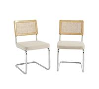 BAÏTA Lot de 2 chaises Ella Velours côtelé écru Pieds métal chromé
