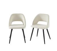 BAÏTA Lot de 2 chaises Vintage Velours côtelé Beige Pieds métal Noir