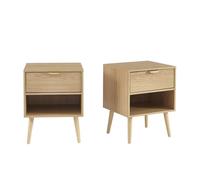 BAÏTA Lot de 2 Tables de Chevet Jeanne Effet chêne