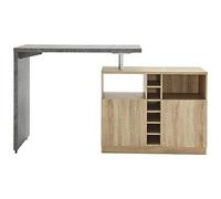 BAÏTA Table de Bar Poly - Effet Bois et béton - L126cm