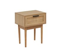 BAÏTA - Table de Chevet Amana Effet chêne et cannage rotin 40cm