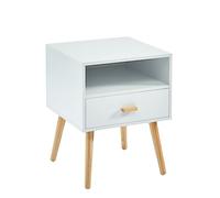 BAÏTA - Table de Chevet ULOS Blanc et Bois