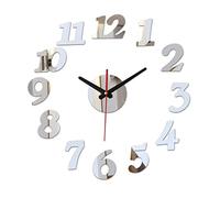 BaiWaNG Pendules Murales 3D Horloge Murale Acrylique Miroir Stickers Muraux Moderne DIY Horloges Murales Décor À La Maison Salon Aiguille À Quartz Nouveau, Sliver J, 40-60Cm