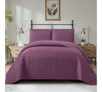 BAJIN Couvre lit 220x240cm Violet Jeté de lit matelassé léger en Microfibre Douce pour Toutes Les Saisons King Size