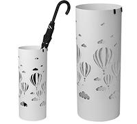 BAKAJI 2816623 Porte-parapluie rond en fer avec décoration Intarsive Mongolfère, blanc, 49 x 19,5 cm