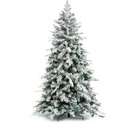 BAKAJI Arbre de Noël Arctique enneigé Super épais, très Plein, Branches pin floqué, décoration de Noël Blanche, Montage Simple, Ouverture Parapluie, très épais (240 cm)