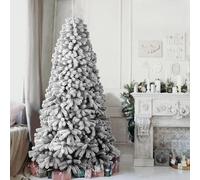 BAKAJI Arbre de Noël Danube Super touffu pin Vert enneigé Base Croix en Fer Pliable de Haute qualité Branches avec Neige Montage Facile Ouverture Parapluie (180 cm)