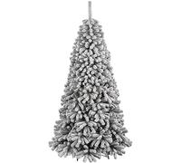BAKAJI Arbre de Noël Danube Super touffu pin Vert enneigé Base Croix en Fer Pliable de Haute qualité Branches avec Neige Montage Facile Ouverture Parapluie (150 cm)