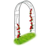 BAKAJI Arche De Jardin Support pour Roses Plantes Rampantes en Métal 153 x 35 x 233H cm Couleur Vert Foncé