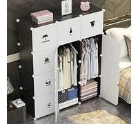 BAKAJI Armoire Modulable 12 Cubes avec 2 Portes Cintre 6 Étagères Modulaire Mobile Gain de Place Organisateur de Stockage Armoire à Vêtements Portable Maison Design Moderne (12 Cubes)
