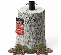 BAKAJI Base de support d'arbre de Noël en résine, tronc réaliste de Noël, reproduction fidèle à la réalité solide résistante, attache universelle 40 mm crochets pour ajustement hauteur (55 cm clair)