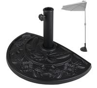 BAKAJI Base pour parasol de jardin, forme demi-lune, support pour poteau parasols 38/48 mm, système stable anti-retournement, idéal pour patio, balcon, extérieur, Ø 50 x 32 x 32 cm, Noir,