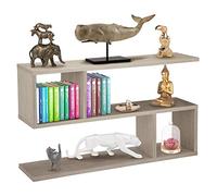 BAKAJI Bibliothèque Bassa, étagère à 5 étagères, en Bois mélaminé, Design Moderne pour Salon, Maison ou Bureau, Dimensions 80 x 20 x 50,5 cm (Beige)