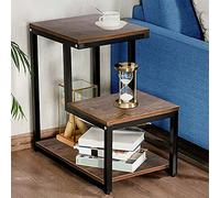 BAKAJI Bibliothèque Basse étagère à 3 étages en métal et Bois MDF, Table Basse latérale, canapé, Design Moderne, Industriel, pour Salon, Salon, Maison ou Bureau, 60 x 60 x 35 cm