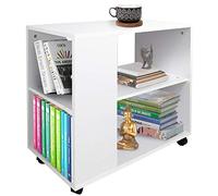BAKAJI Bibliothèque Basse étagère à 5 étagères avec Roues en Bois mélaminé, Table latérale, canapé, Design Moderne, pour Salon, Maison ou Bureau (Blanc)