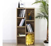 BAKAJI Bibliothèque de Voile 7 étagères, Maison et Bureau, Armoire Ouverte avec étagères Cube Meuble Moderne, Rangement de Documents idéal pour Studio Salon, Salon, Structure en Bois (chêne)