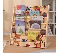 BAKAJI Bibliothèque Montessorienne pour Enfants en Bois Naturel et Toile, Porte-revues à 6 étagères, Peu encombrant, étagère présentoir de Chambre, Dimensions 60 x 30 x 80 cm