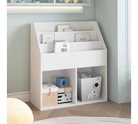Bakaji Bibliothèque pour chambre d'enfant, structure en bois, étagère avec étagères, porte-jouets, livres et magazines design moderne, décoration de chambre d'enfant, couleur blanche (79 x 72 x 32 cm)