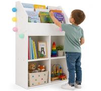 BAKAJI Bibliothèque pour Chambre d'enfant Structure en Bois Étagère avec étagères Porte-Jouets Livres et Riviste Design Moderne décoration Chambre Enfants Couleur Blanche (114 x 72 x 31 cm)