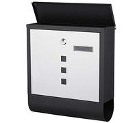 Bakaji Boîte aux Lettres Murale en Acier Inoxydable avec Fermeture t Porte journale (Blanc Noir)