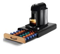 Bakaji Boîte porte-Capsule et Dosettes Café compatible avec tous les types de marques Structure en métal Noir Tiroir extractible en bois 26,5 x 39 x 6 cm