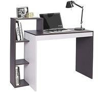 BAKAJI Bureau avec bibliothèque 4 étagères, Table de Travail, Porte Ordinateur, Structure et Plateau en Bois, MDF, décoration Maison, Bureau, Chambre, Dimensions 110 x 90 x 40 cm (Gris)