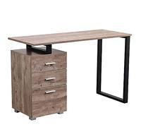 BAKAJI Bureau avec Commode 3 tiroirs Table de Travail Porte Ordinateur en Bois avec Structure en Acier, Design Moderne, 120 x 50 x 75 cm, décoration Maison, Bureau, Chambre (chêne)