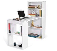 Bakaji Bureau avec Double bibliothèque 2 + 4 Compartiments, Table de Travail, Porte PC, Ordinateur en Bois mélamine, Meuble, Maison, Bureau, Chambre, Dimensions 120 x 55 x 120 cm (Blanc)
