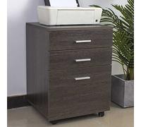 BAKAJI Caisson de Bureau 3 tiroirs, Meuble de Rangement pour Dossier, Placard de Rangement Mobile, avec 4 roulettes, Stable, Style Classique, Commode Bureau Bois, Meuble imprimante, Marron