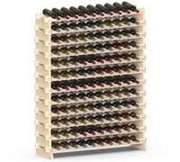 BAKAJI Cave à vin en Bois avec 120 Compartiments Porte-Bouteilles de vin, Champagne, Porte-Bouteille de Terre, Cave d'angle Bar pour Salon, Cuisine, bistrot, Restaurant 110 x 35 x 140 cm